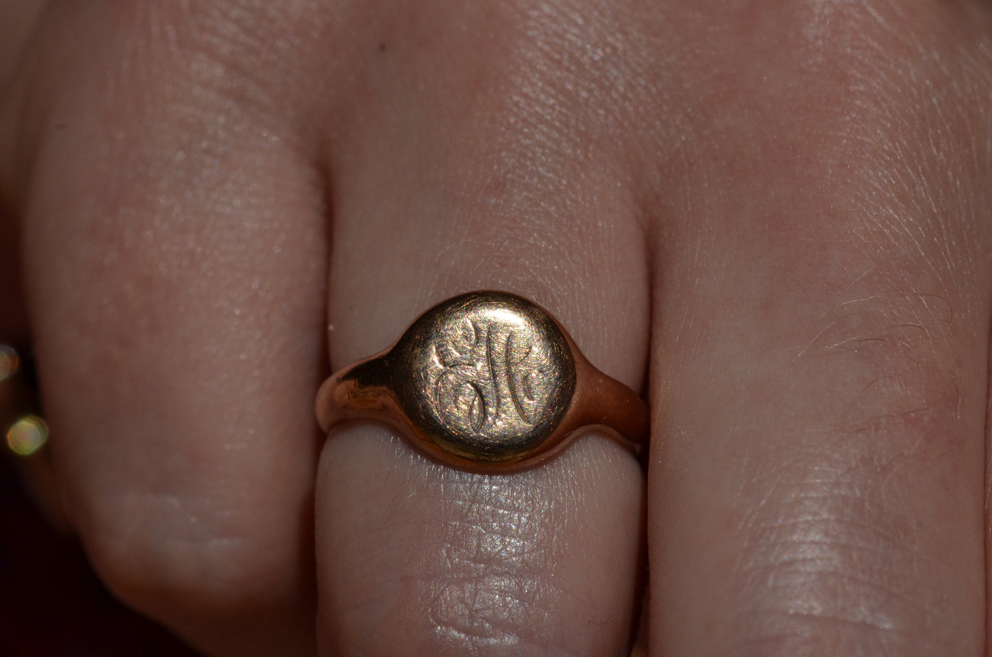 Round and Rosy Antique Signet EH