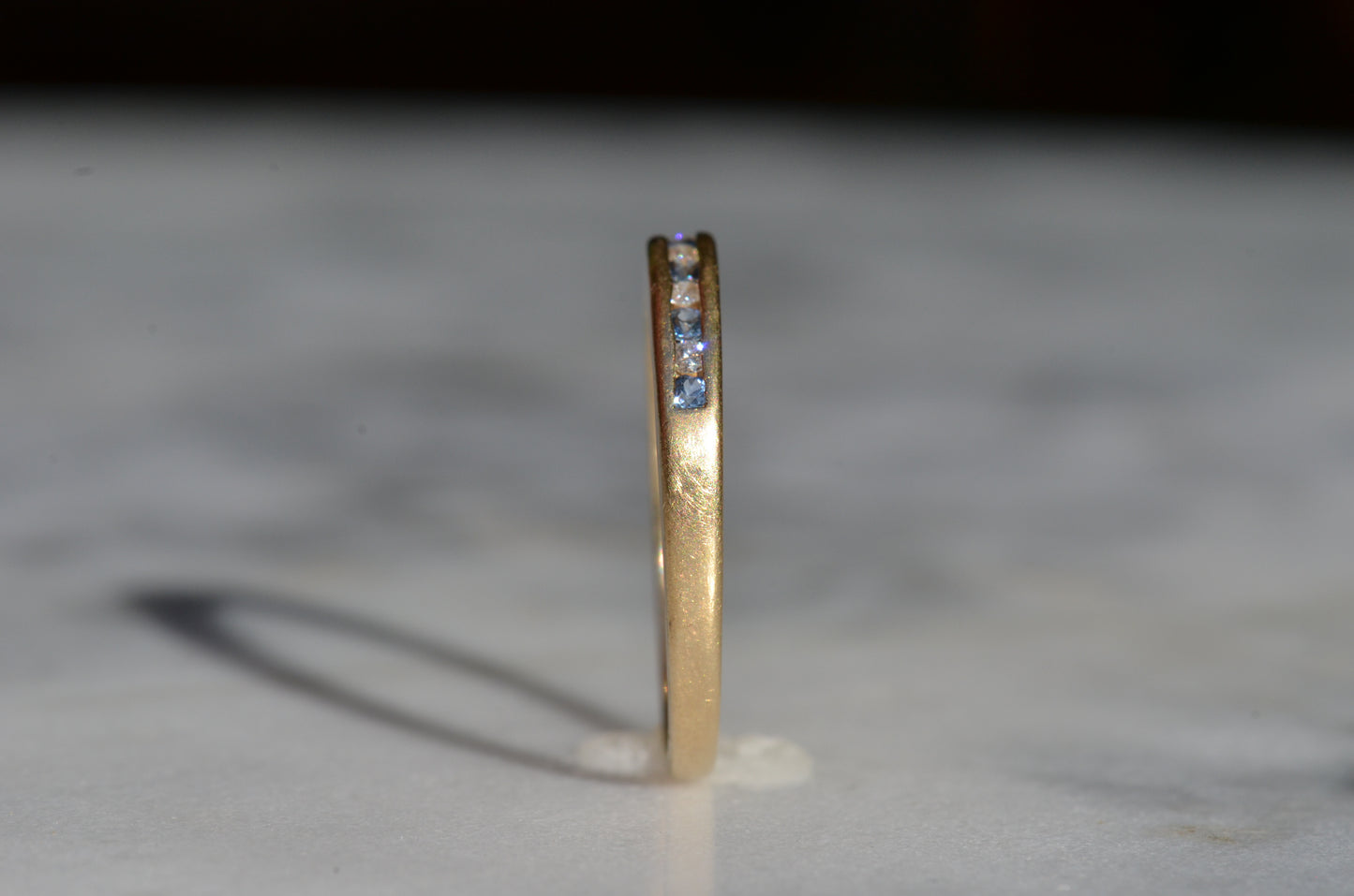 Cornflower Blue Sapphire and Diamond Half Eternity