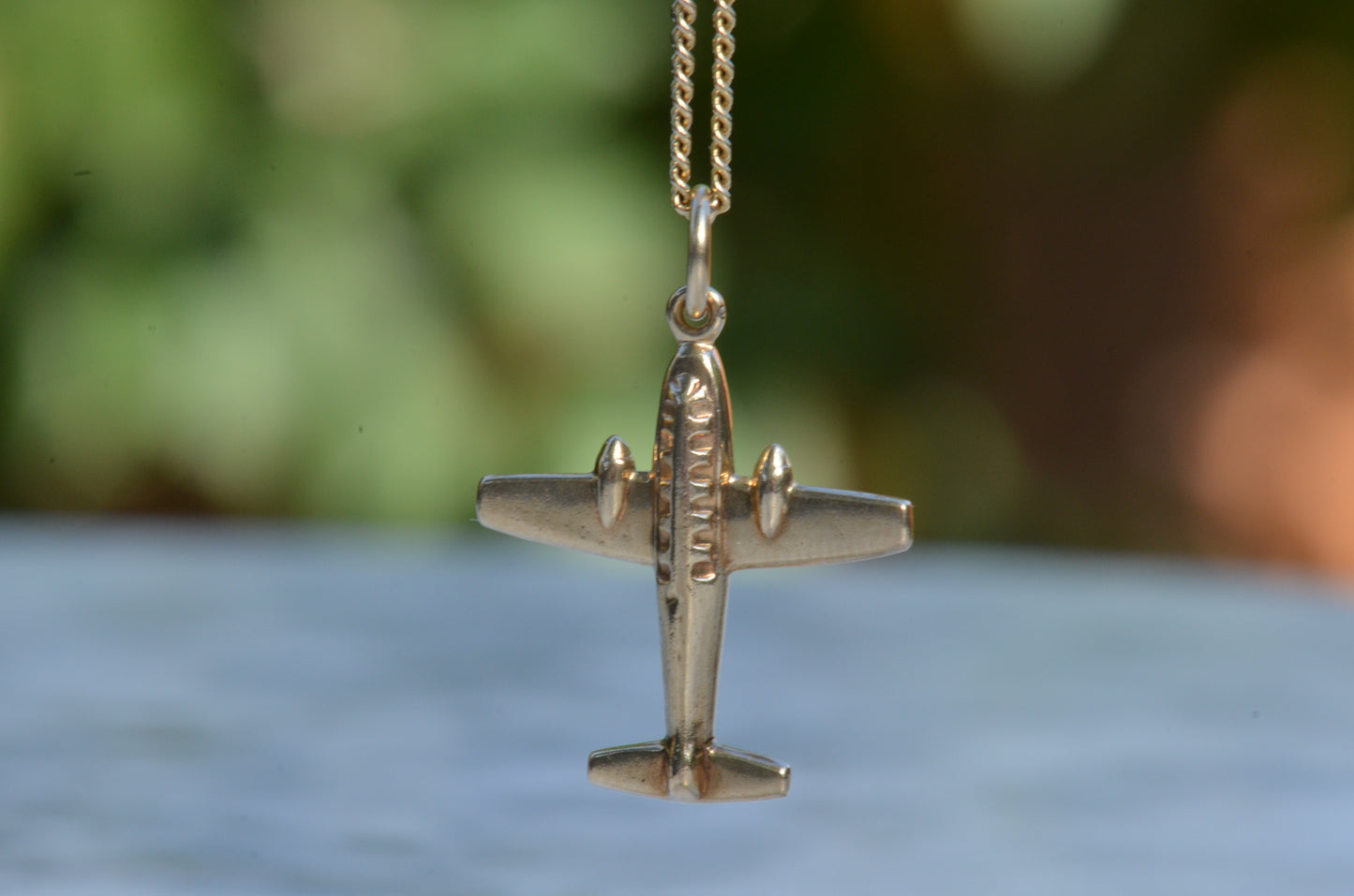 Vintage Gold Plane Charm