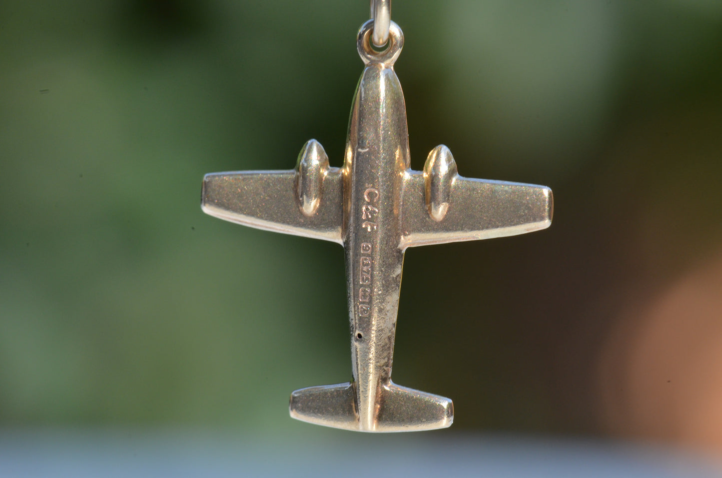 Vintage Gold Plane Charm