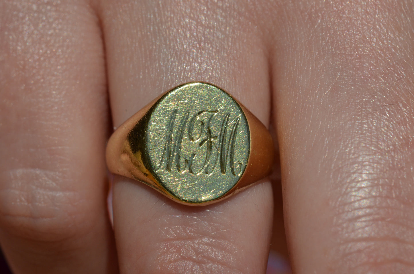 Heavy Midcentury Signet Ring MFM