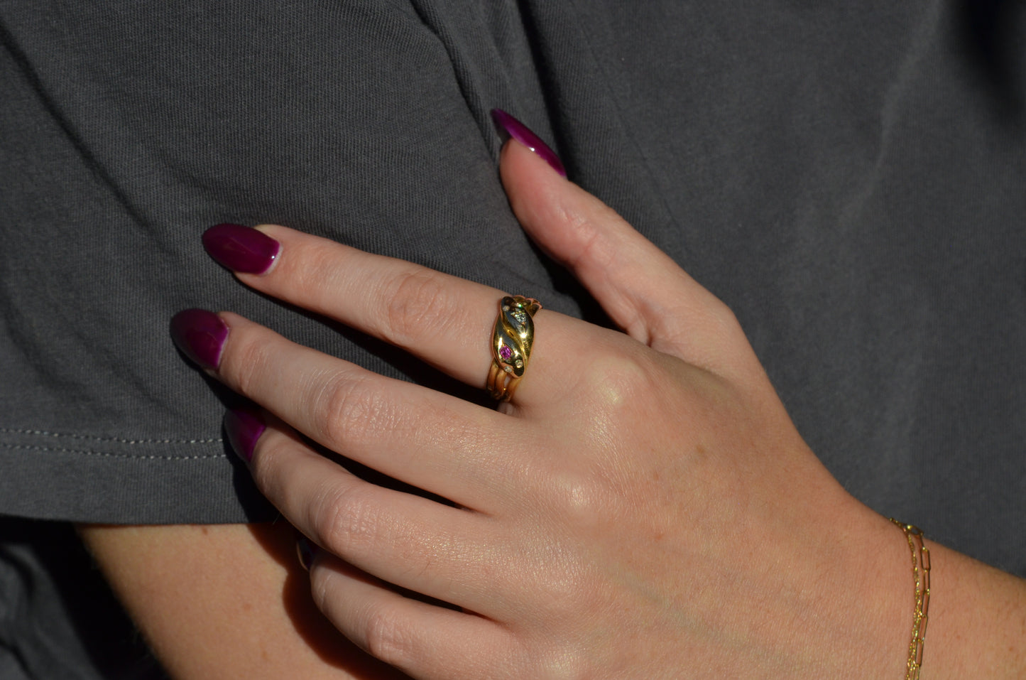 Romantic Victorian Twin Snakes Ring