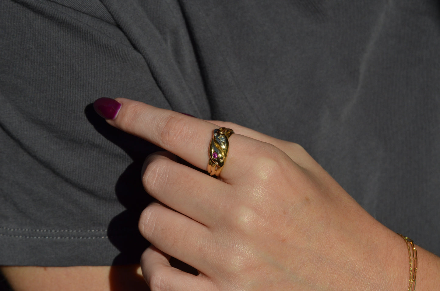 Romantic Victorian Twin Snakes Ring