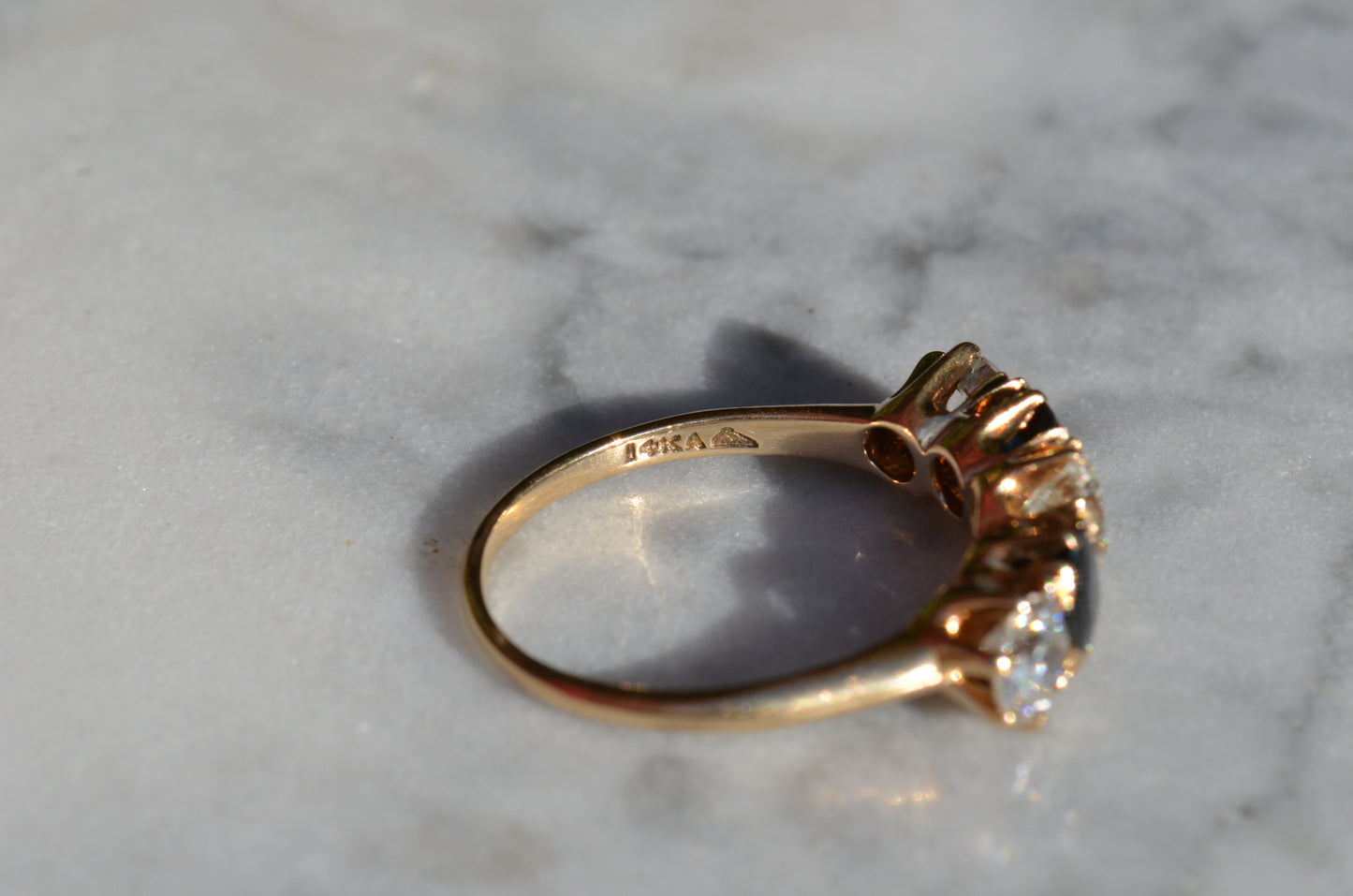 Dazzling Sapphire and Diamond Five Stone Band