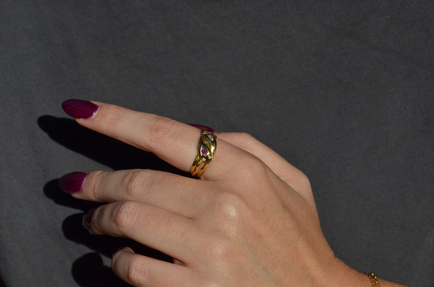 Romantic Victorian Twin Snakes Ring