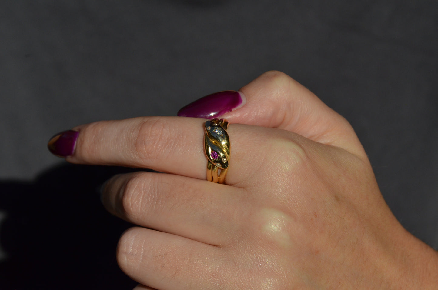 Romantic Victorian Twin Snakes Ring