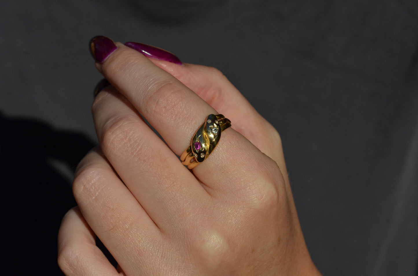 Romantic Victorian Twin Snakes Ring