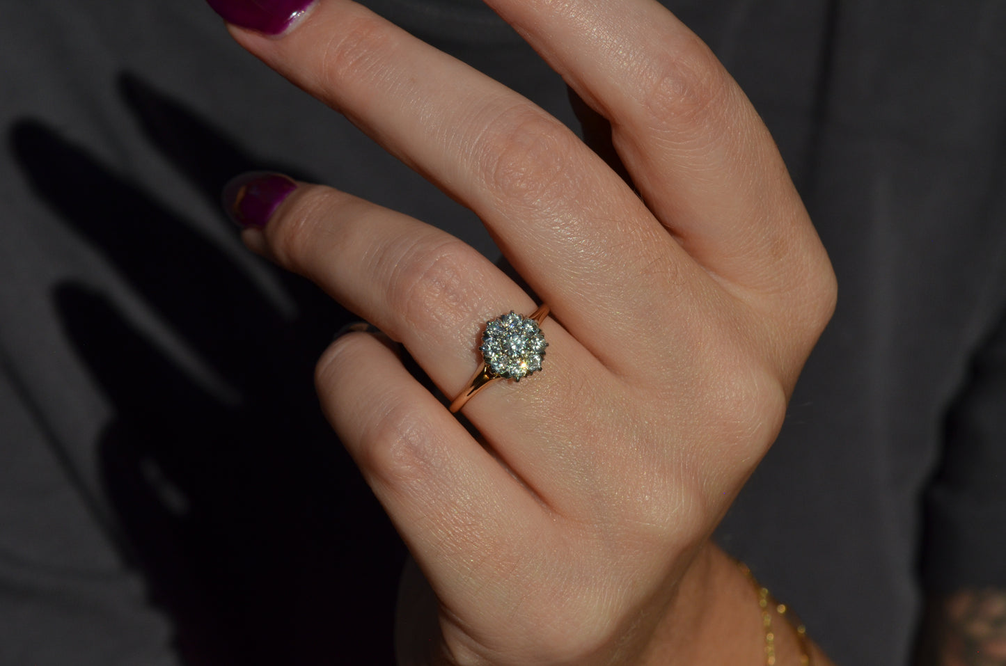 Scintillating Vintage Old Euro Cluster Ring