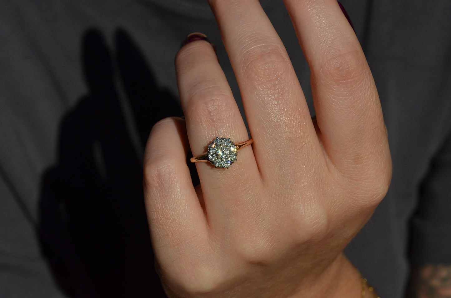 Scintillating Vintage Old Euro Cluster Ring