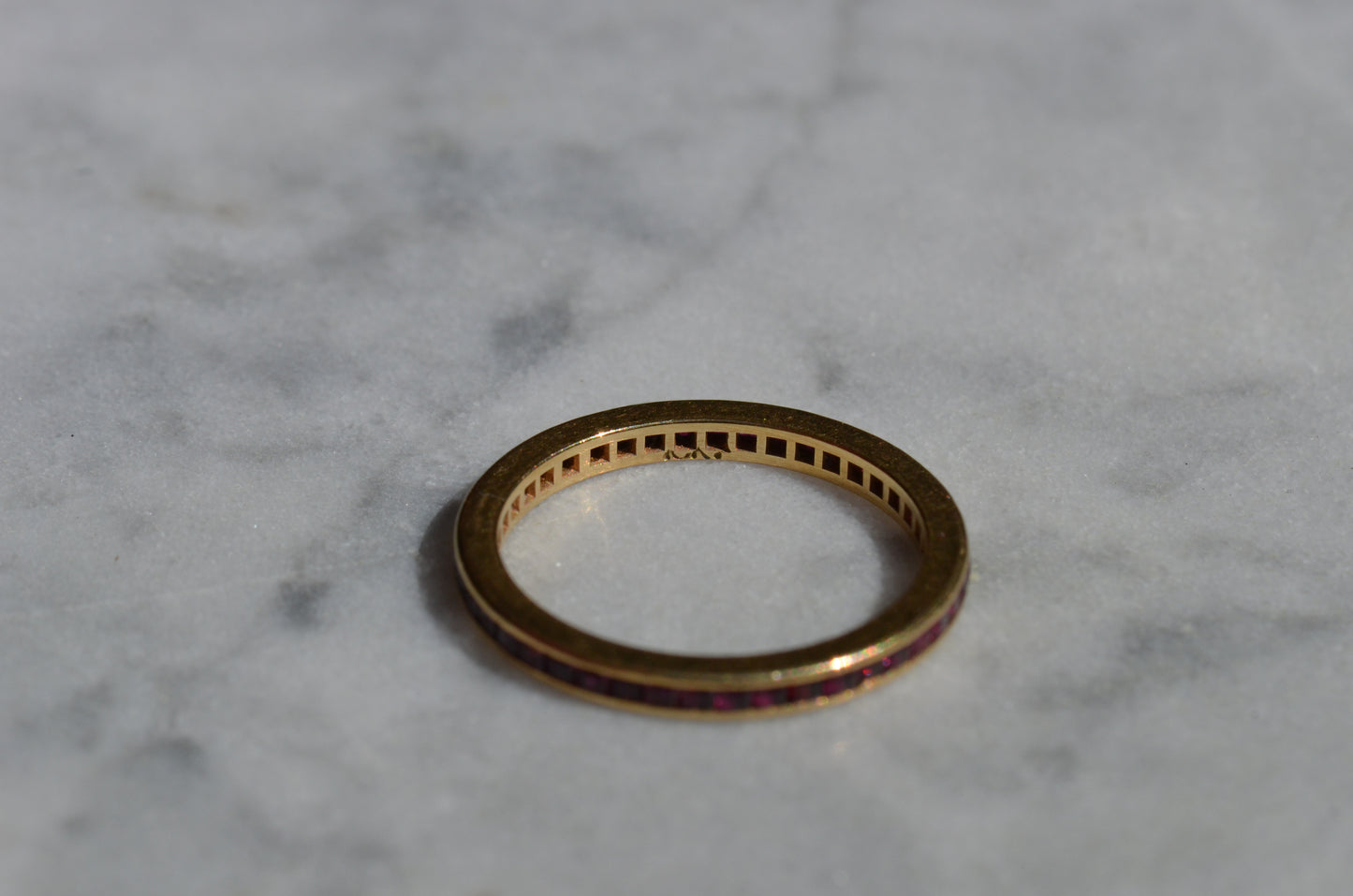 Slim Synthetic Ruby Eternity Band