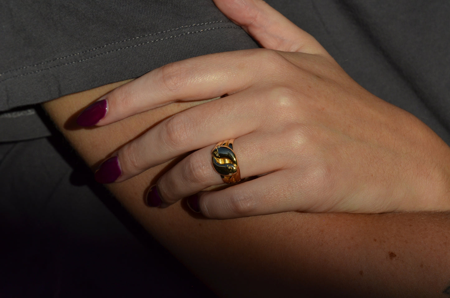 Chunky Antique Twin Snake Ring