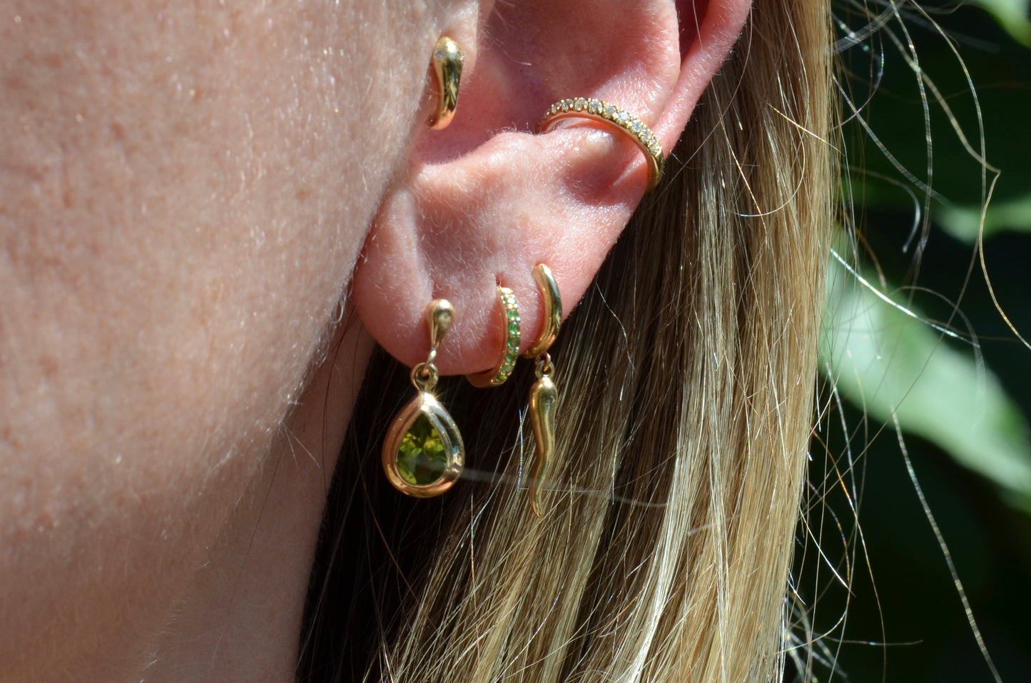 Dewy Peridot Pear Drop Studs