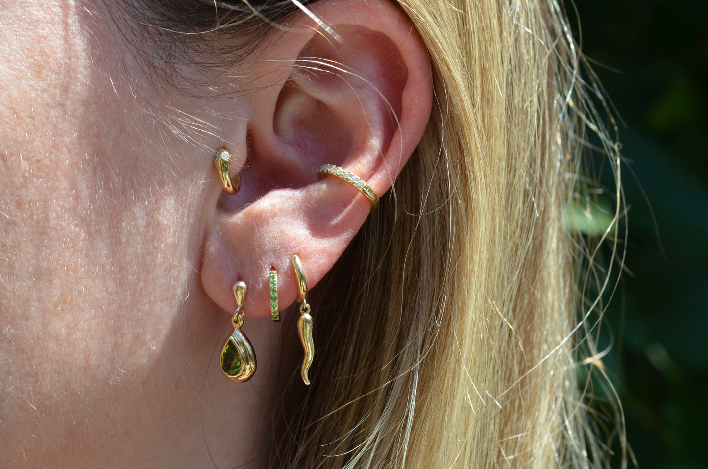 Dewy Peridot Pear Drop Studs