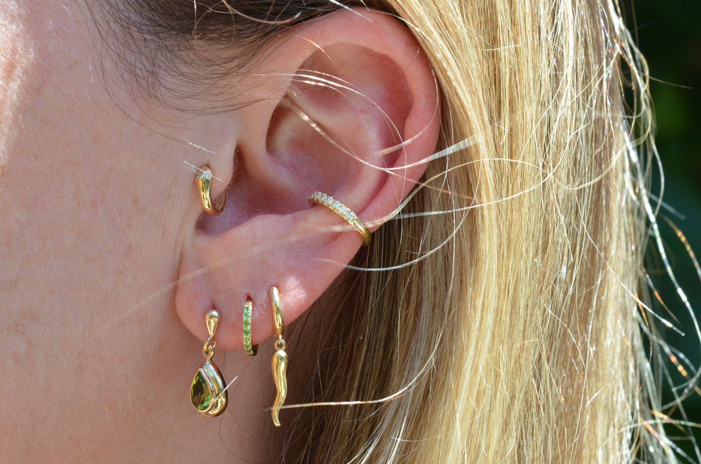 Dewy Peridot Pear Drop Studs