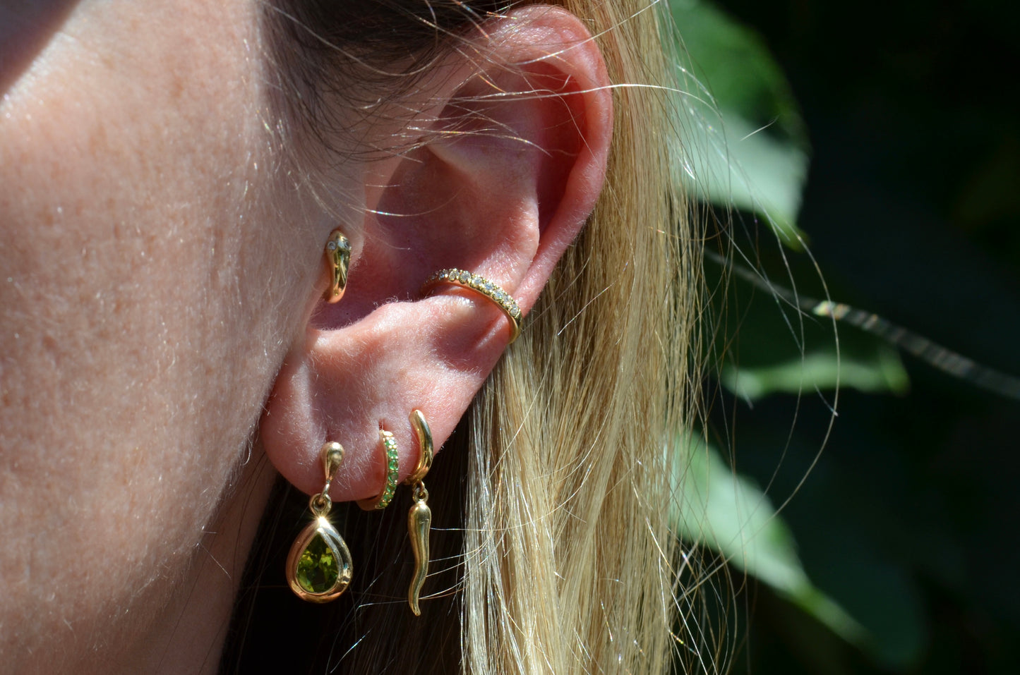 Dewy Peridot Pear Drop Studs