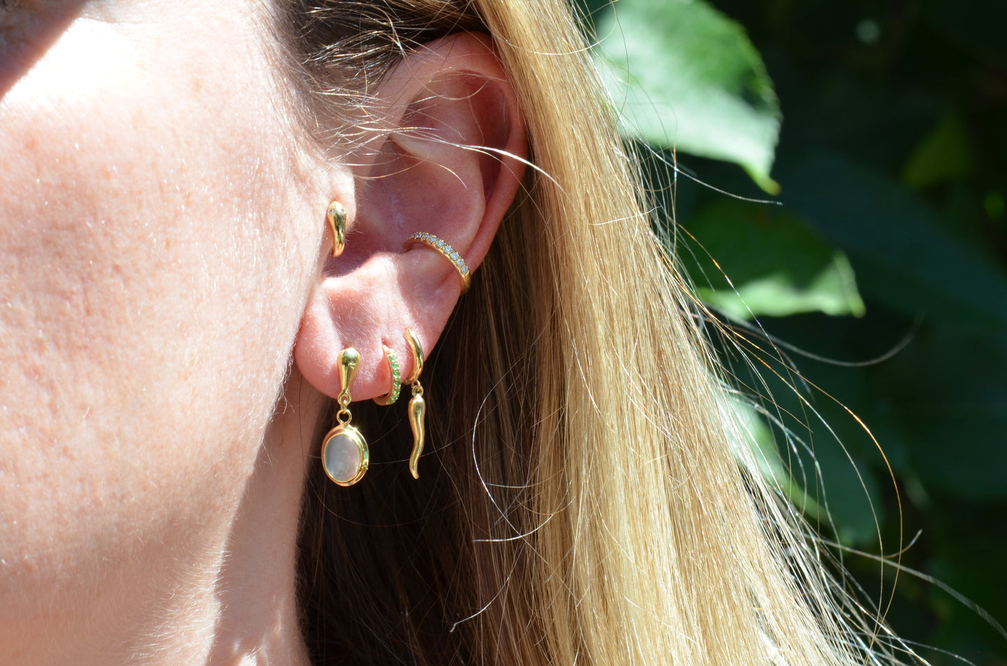 Glowing Moonstone Drop Studs