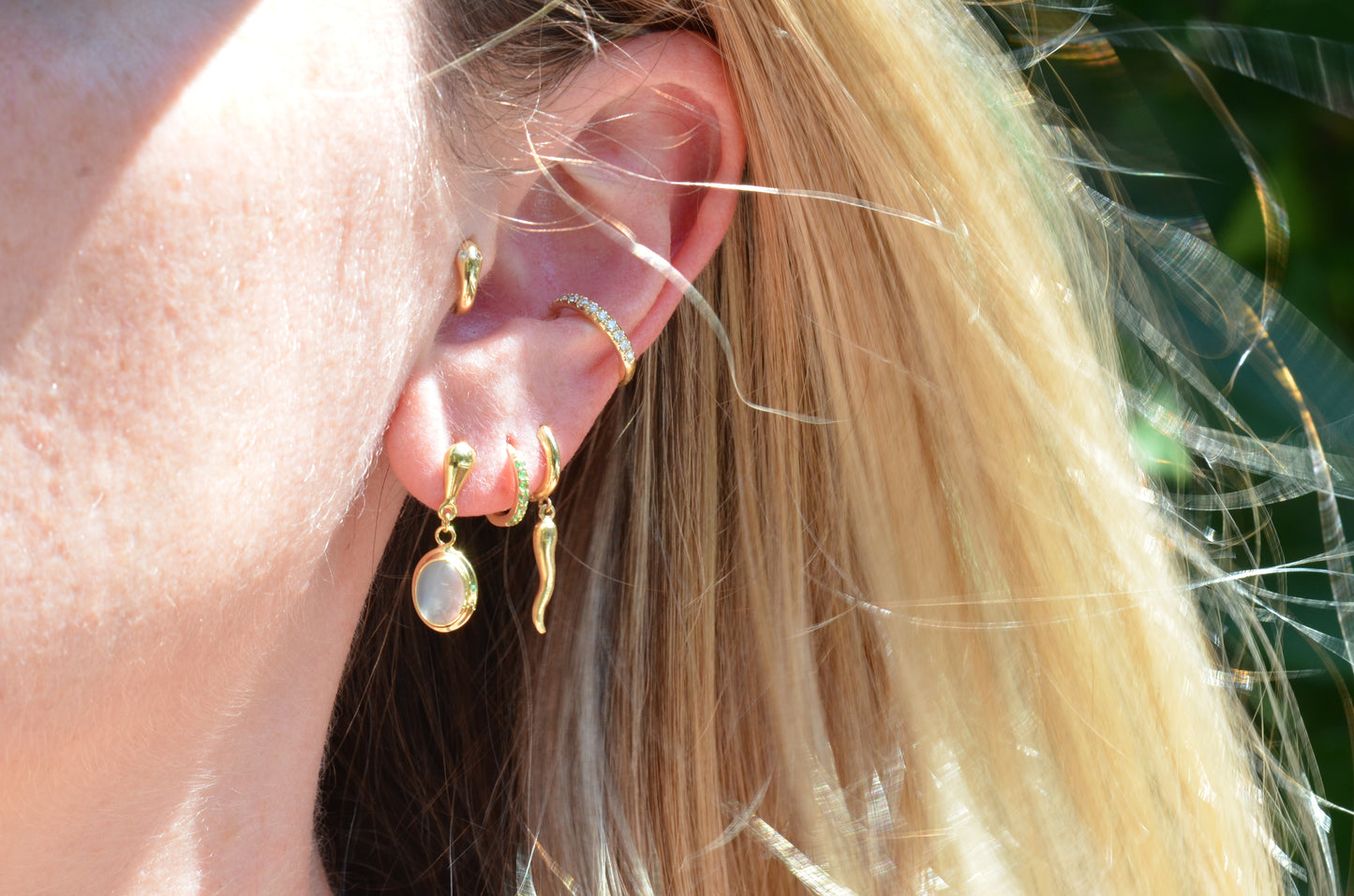 Glowing Moonstone Drop Studs