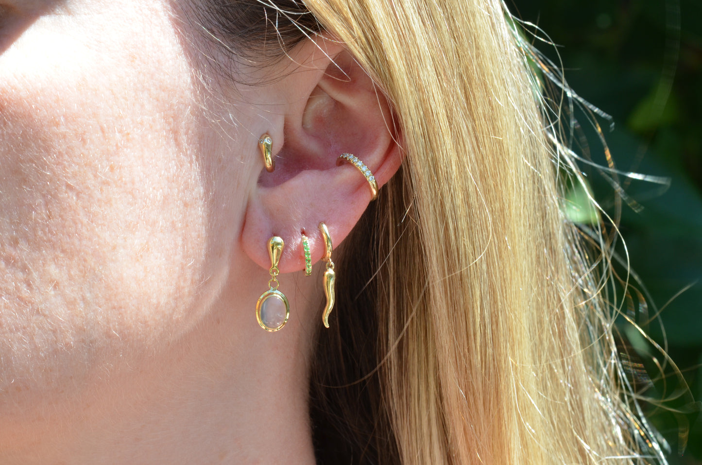 Glowing Moonstone Drop Studs