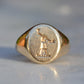 Heavy Midcentury Crest Signet Ring
