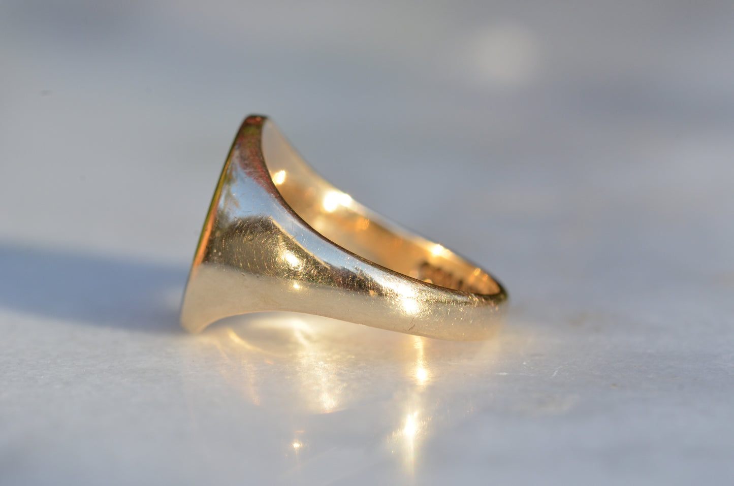 Heavy Midcentury Crest Signet Ring
