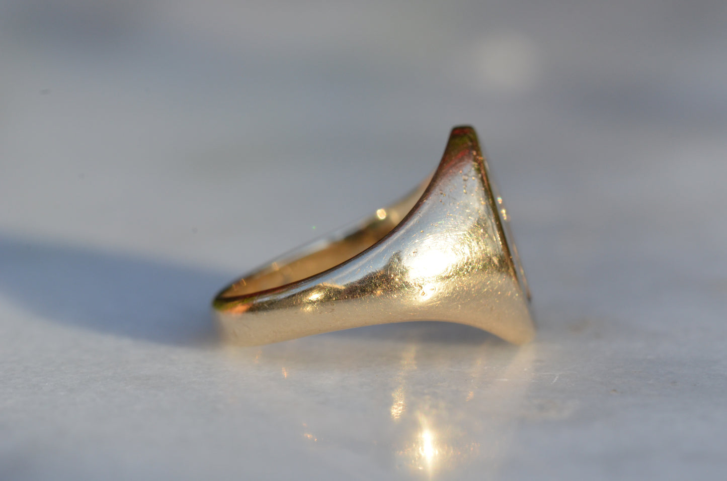 Heavy Midcentury Crest Signet Ring