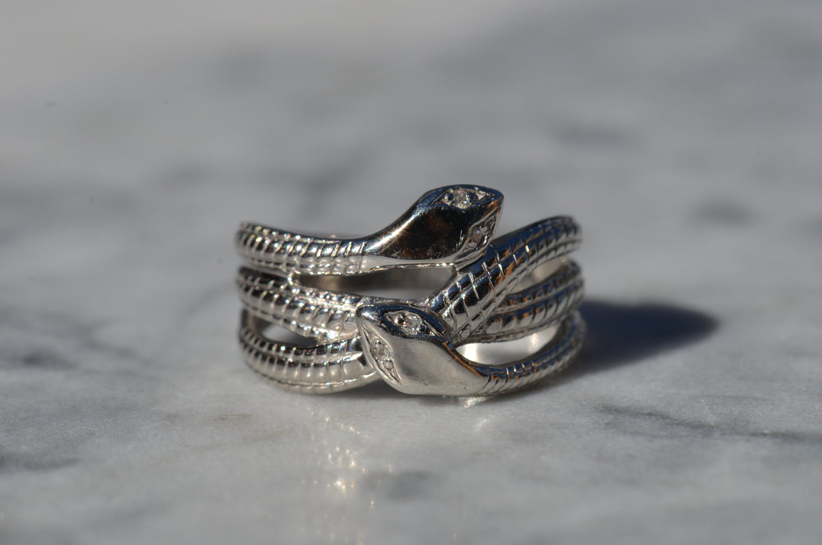 Slim Platinum Double Snake Ring
