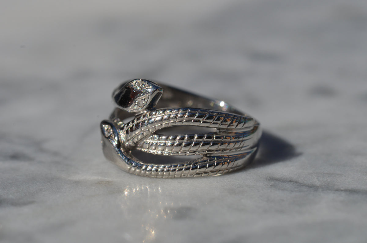 Slim Platinum Double Snake Ring