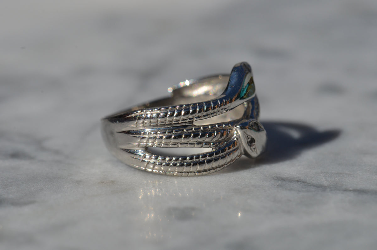 Slim Platinum Double Snake Ring