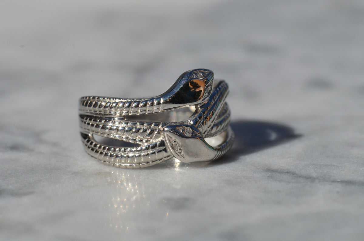 Slim Platinum Double Snake Ring
