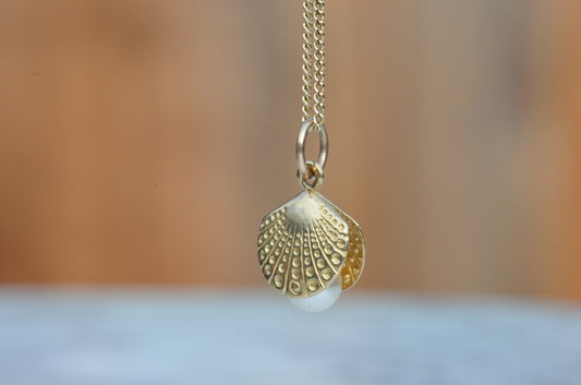 Textured Shell and Pearl Charm