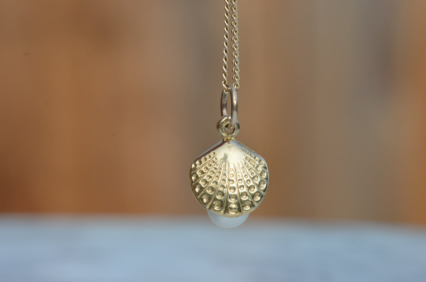 Textured Shell and Pearl Charm