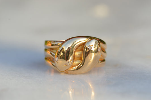 Chunky Antique Twin Snake Ring