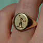 Heavy Midcentury Crest Signet Ring