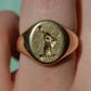 Heavy Midcentury Crest Signet Ring