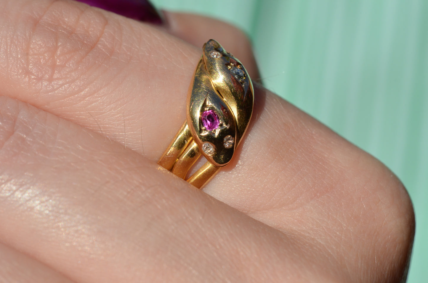 Romantic Victorian Twin Snakes Ring