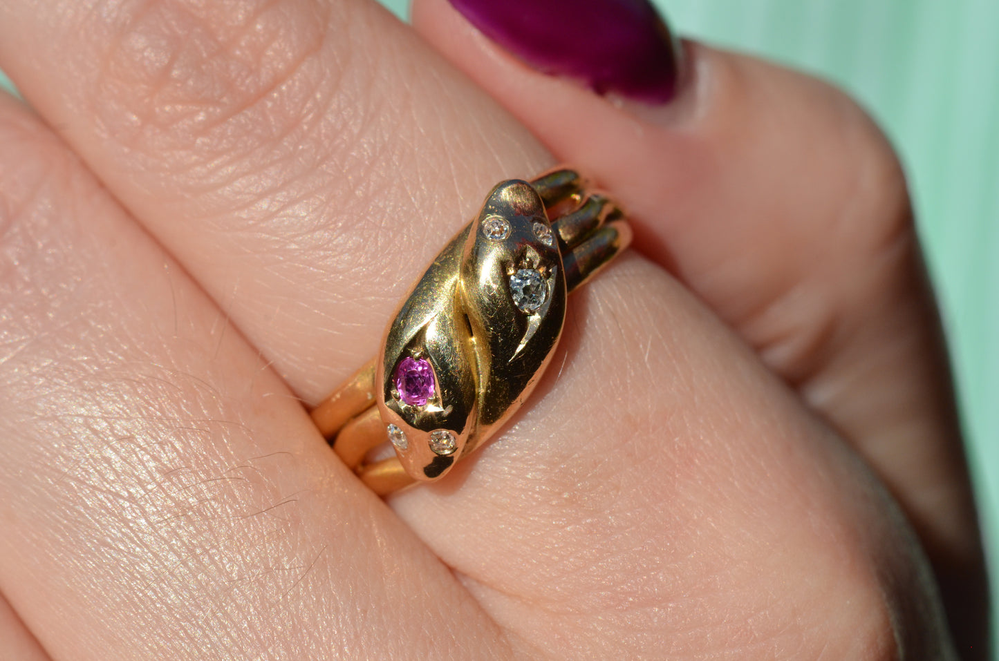 Romantic Victorian Twin Snakes Ring