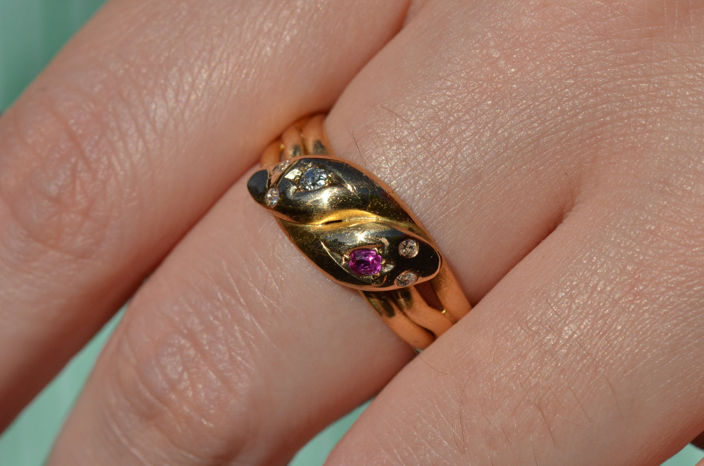 Romantic Victorian Twin Snakes Ring
