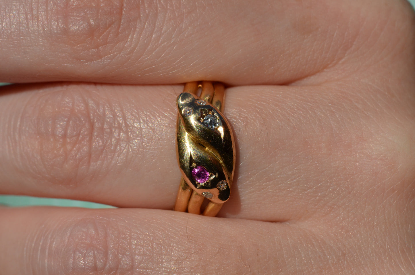Romantic Victorian Twin Snakes Ring