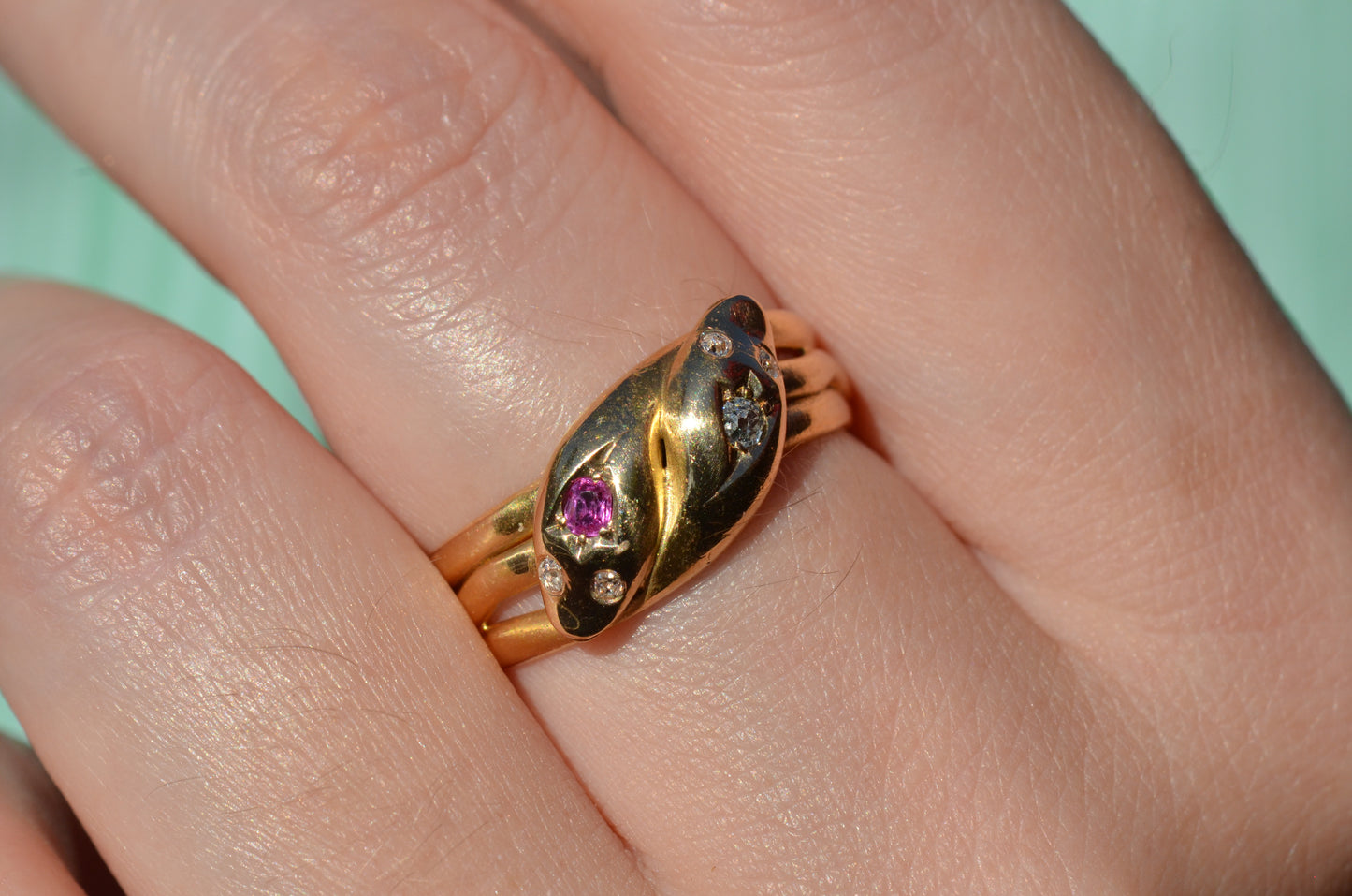 Romantic Victorian Twin Snakes Ring