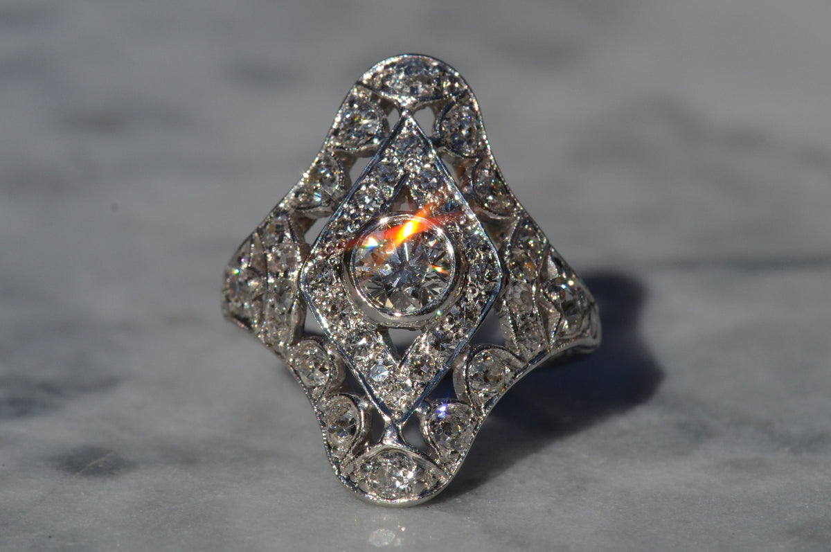 Dazzling Late Deco Dinner Ring