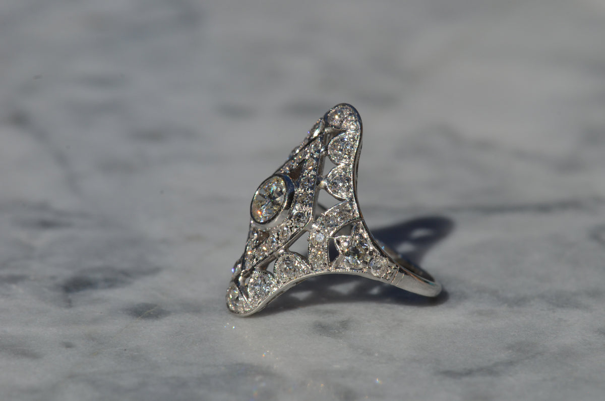 Dazzling Late Deco Dinner Ring