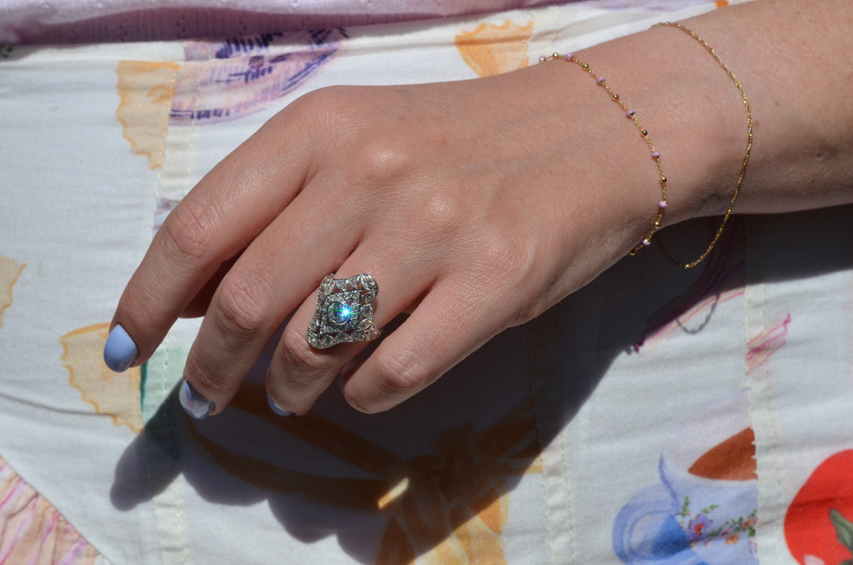 Dazzling Late Deco Dinner Ring