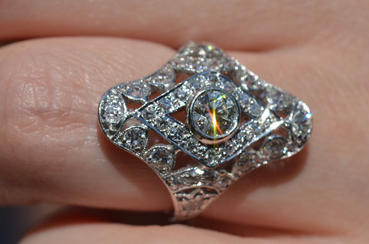 Dazzling Late Deco Dinner Ring