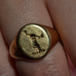Heavy Midcentury Crest Signet Ring