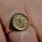 Heavy Midcentury Crest Signet Ring