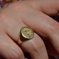 Heavy Midcentury Crest Signet Ring