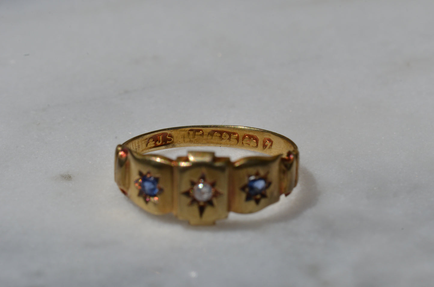 Warm Antique Sapphire and Diamond Panel Trilogy