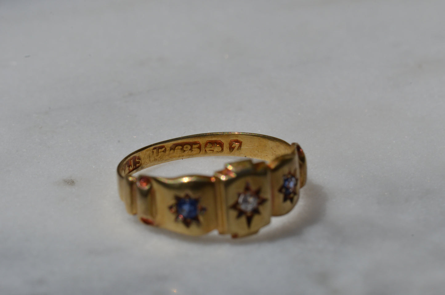 Warm Antique Sapphire and Diamond Panel Trilogy