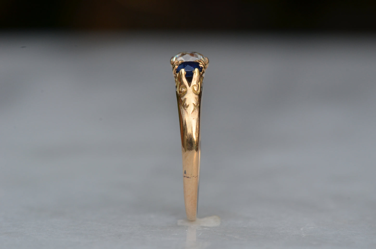 Dazzling Antique Sapphire and Diamond Trilogy Ring