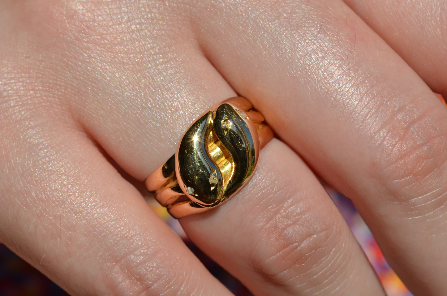 Chunky Antique Twin Snake Ring